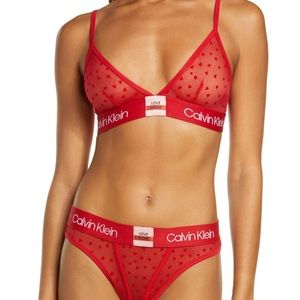 Calvin Klein bralette thong heart mesh set limited